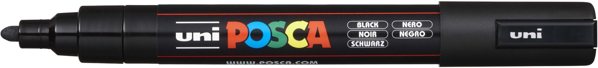 Маркер UNI "POSCA" PC-5M, 1,8-2,5 мм, наконечник пулевидный, цвет черный - фото №2