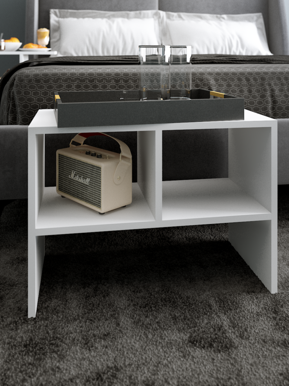 Стол журнальный столик для ноутбука прикроватный столик трансформер стол кофейный для завтрака тумба в прихожую для обуви слим 60х30х43 см белый