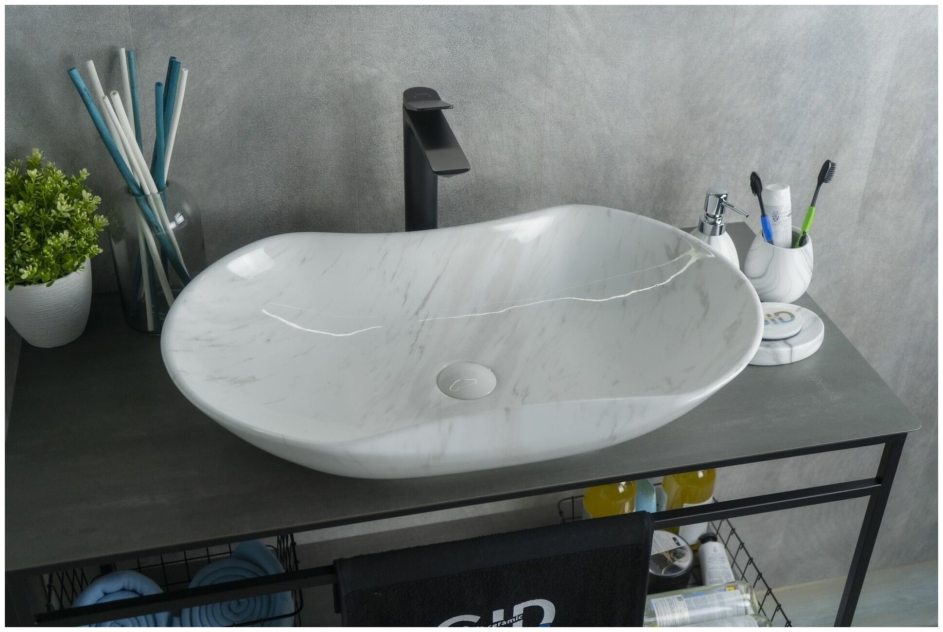 Накладная раковина для ванной Gid Mnc503H012 с донным клапаном