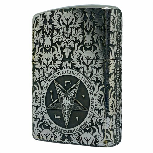 Зажигалка бензиновая Zippo Armor Хром с гравировкой Baphomet