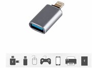 Переходник OTG USB 3.0 на Lightning G-14 серый / Адаптер переходник USB 3.0 гнездо Female (F)