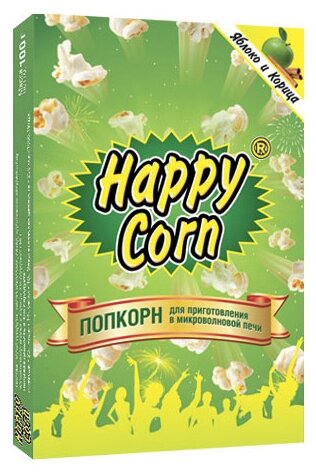 Попкорн HAPPY CORN Яблоко и корица в коробке в зернах, 100 г