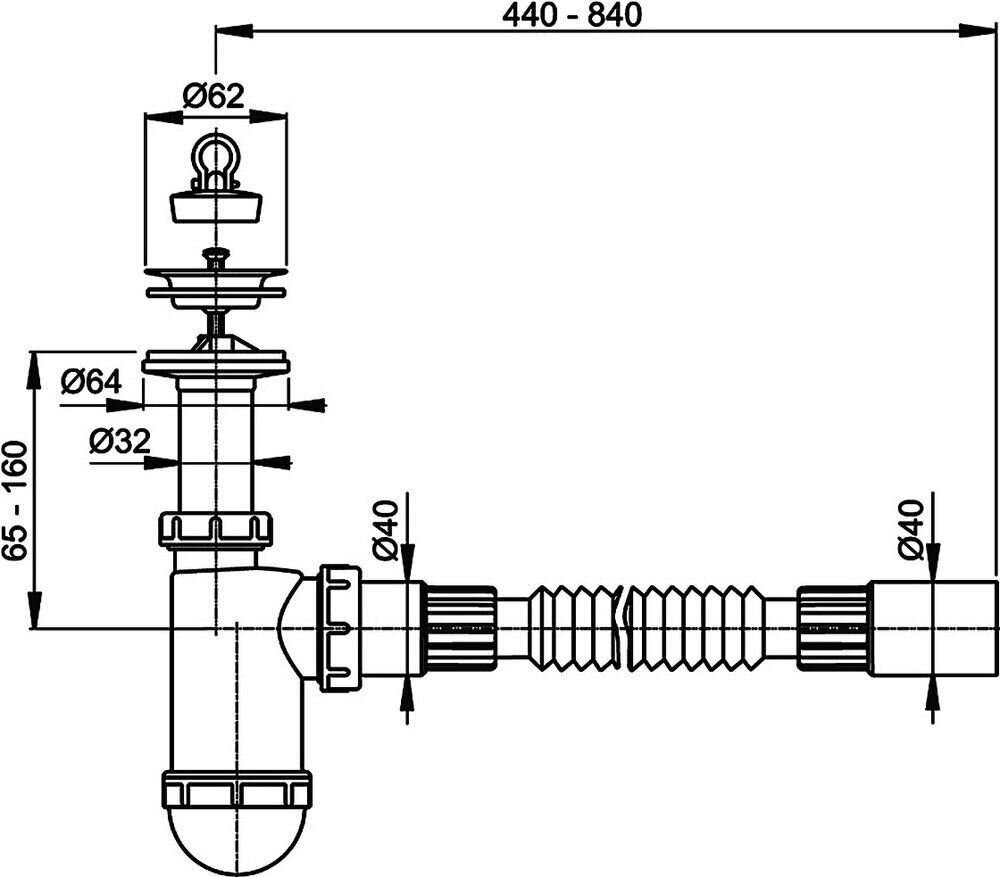 Alcaplast Сифон для раковины Alcaplast AG2105123710 (A41+A71) Хром - фотография № 3