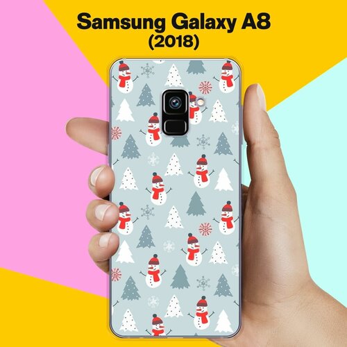 Силиконовый чехол на Samsung Galaxy A8 (2018) Узор новогодний / для Самсунг Галакси А8 2018 силиконовый чехол на samsung galaxy a8 2018 узор новогодний для самсунг галакси а8 2018