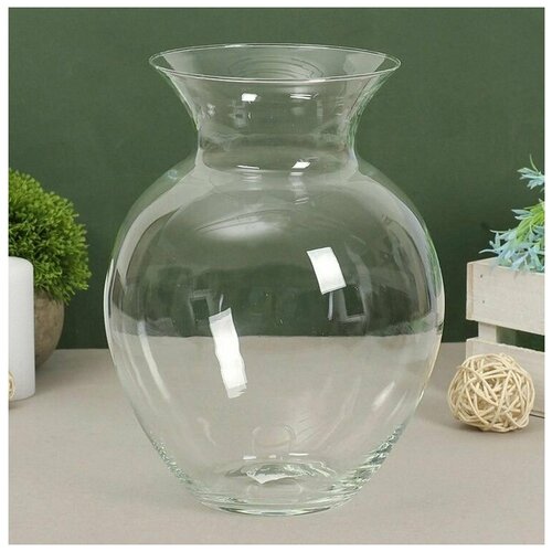 Ваза декоративная маленькая. Для небольших букетов, сухих цветов из прозрачного стекла 14 см.