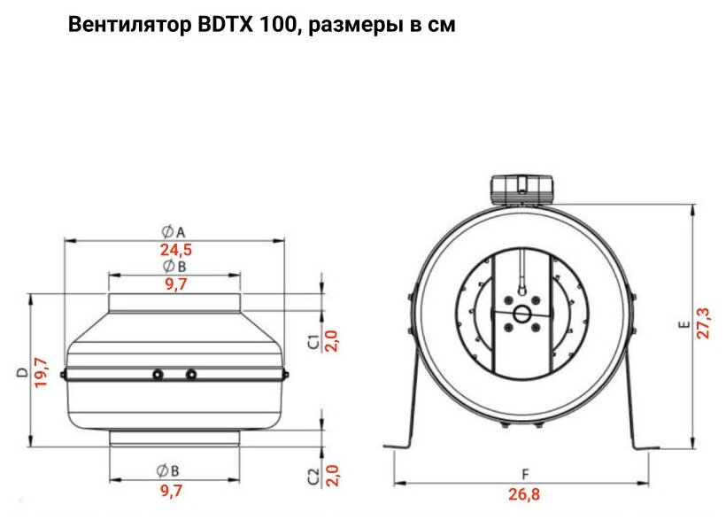 Круглый канальный вентилятор BVN BDTX 100