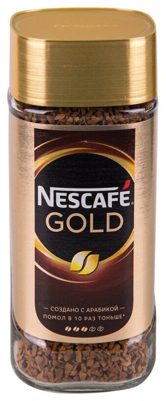 Кофе растворимый Nescafe "Gold", сублимированный, тонкий помол, стеклянная банка, 95г