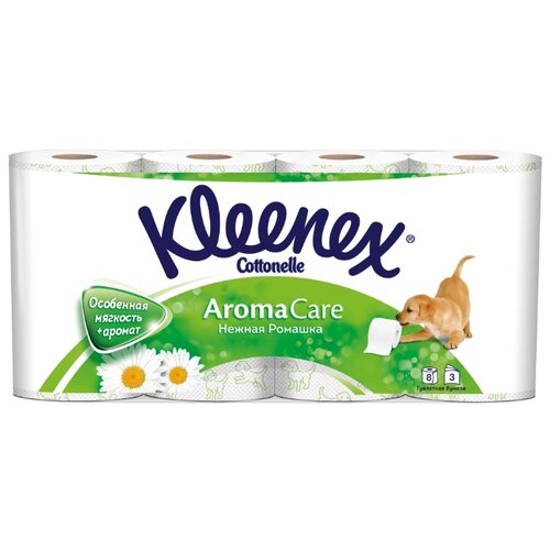 фото Туалетная бумага Kleenex Нежная ромашка трёхслойная, 8 рул.