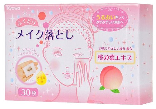 Kyowa Shiko салфетки влажные для снятия макияжа с экстрактом листьев персика, 150 мл, 150 г