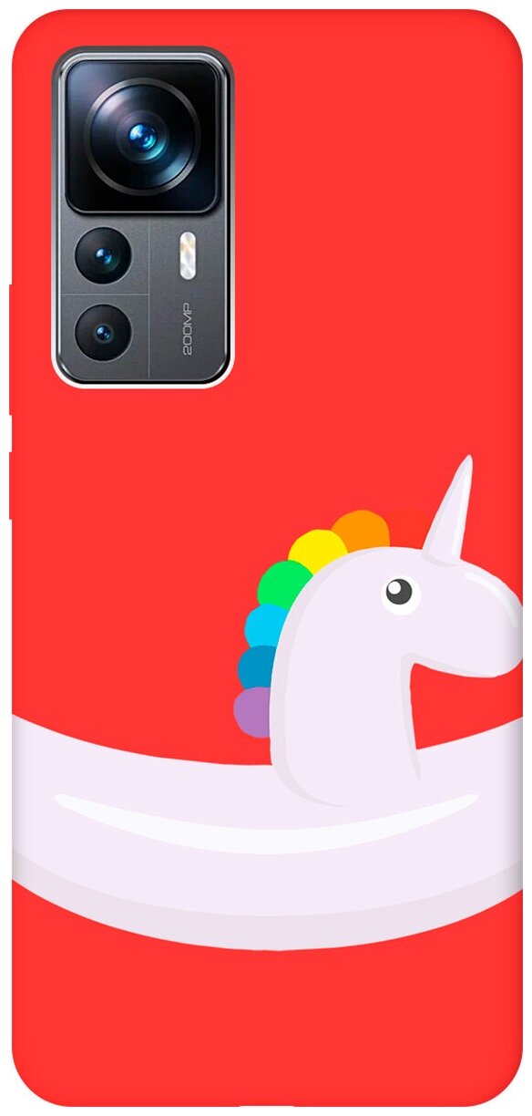 Матовый чехол Unicorn Swim Ring для Xiaomi 12T / 12T Pro / Сяоми 12Т / 12Т Про с 3D эффектом красный