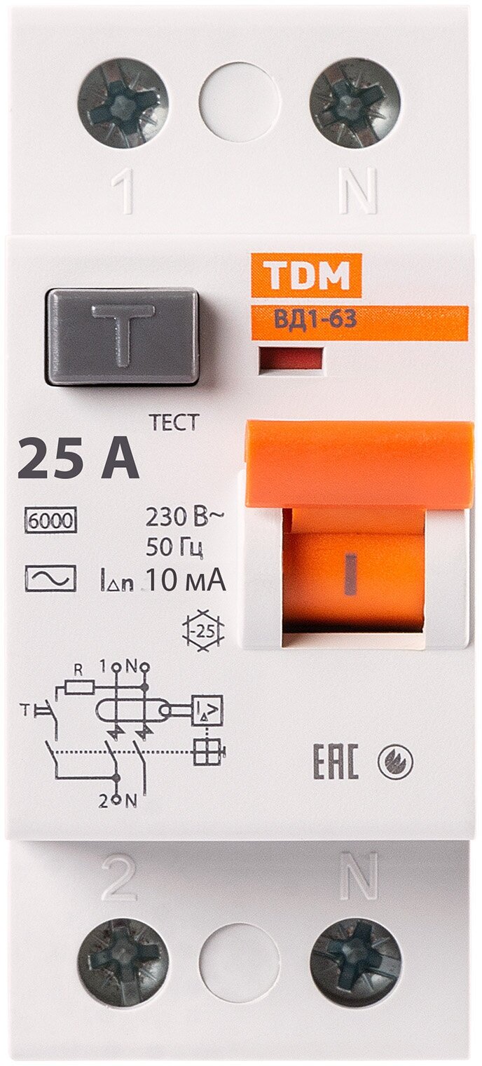 УЗО ВД1-63 2Р 25А 10мА TDM