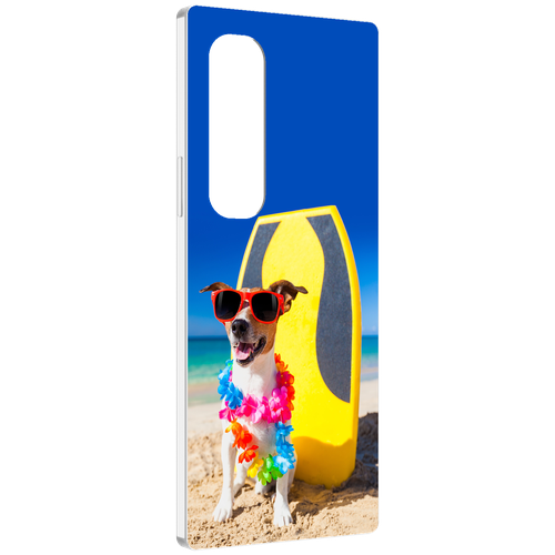 чехол mypads веселая собака для samsung galaxy z fold 4 sm f936 задняя панель накладка бампер Чехол MyPads Гавайская-собака для Samsung Galaxy Z Fold 4 (SM-F936) задняя-панель-накладка-бампер