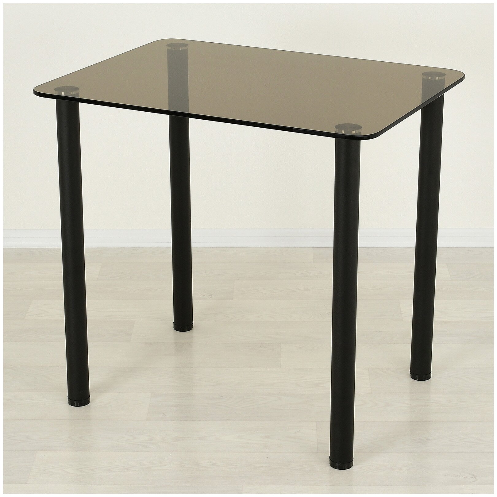 Стеклянный стол для кухни Эдель 10 бронза/черный (700х600)