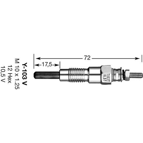 NGK Y103V (12979577800 / 1595165511 / 1595165512) свеча накаливания 2031