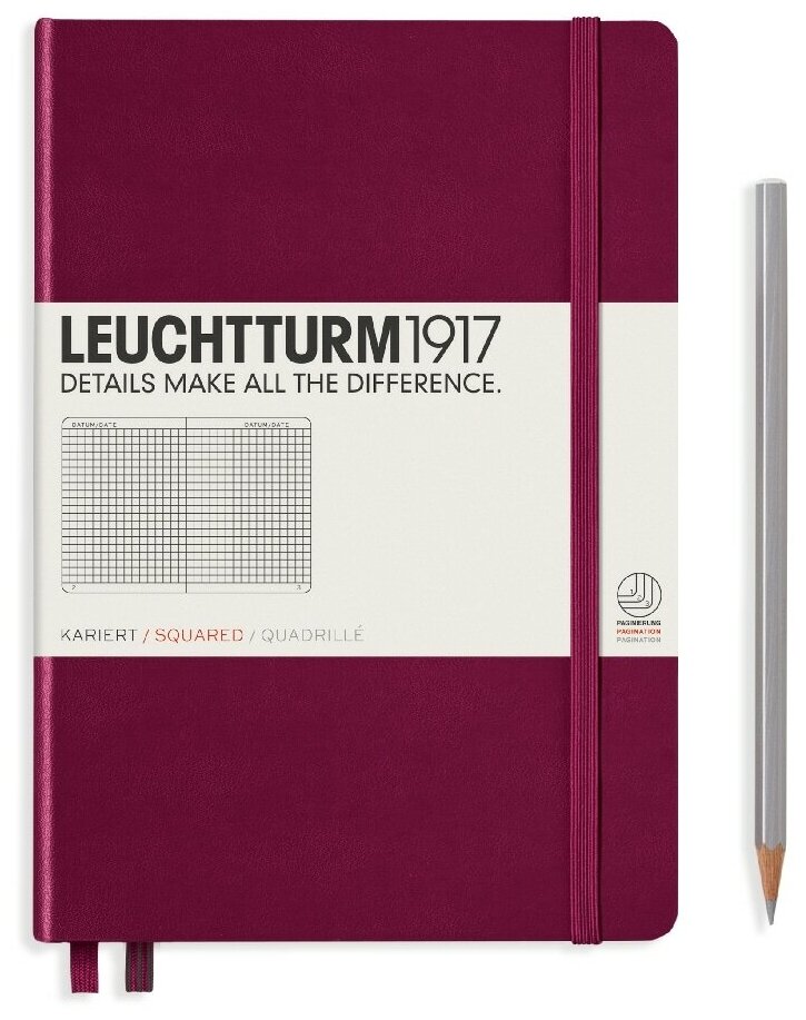 Записная книжка Leuchtturm A5 (в клетку), винная