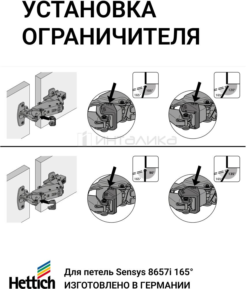 Ограничитель открывания двери блюм установка - 97 фото