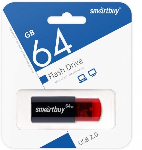 USB флешка Smartbuy 64Gb Click black red USB 2.0