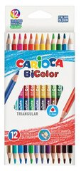 Карандаши двусторонние CARIOCA "Bi-color", 12 штук, 24 цвета, трехгранные, заточенные, 42991