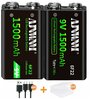 Аккумулятор Крона 9V li-ion 6f22 1500mAh 6f22 с зарядкой по type-c от usb - 2 шт в кейсе