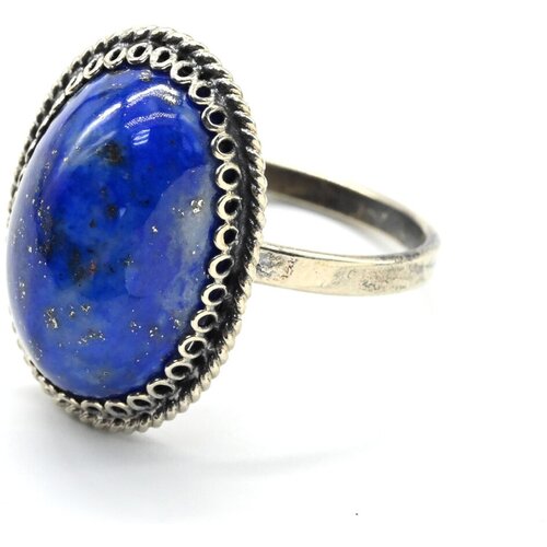 фото Кольцо радуга камня, лазурит, размер 19, синий, белый