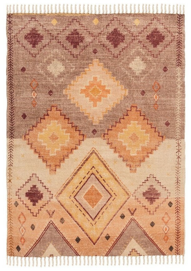 Ковер из хлопка с этническим орнаментом цвета лаванды из коллекции ethnic, 160x230 см