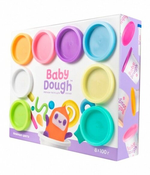 Волшебный мир Тесто для лепки BabyDough, набор 8 цветов, пастельные