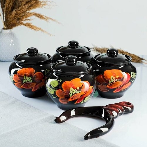 Комплект для запекания Подарочный мак на черном 4х085л 27х21х13см 2956₽