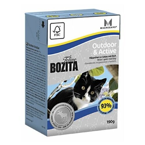 Корм влажный BOZITA Feline Funktion Outdoor & Active Tetra Pak 190 г растущих, взрослых, активных кусочки в желе с лосем
