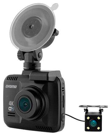Видеорегистратор DIGMA FreeDrive 600-GW DUAL 4K, 2 камеры, черный