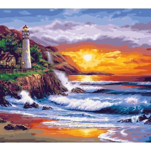 картина по номерам маяк на закате 40х50 см Картина по номерам Маяк на закате 40х50 см Hobby Home