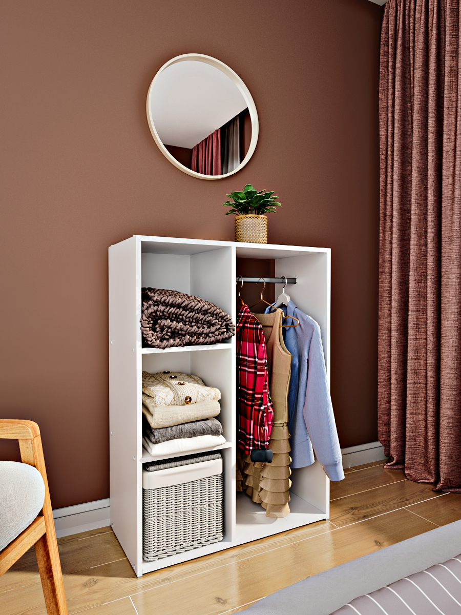 Вешалка напольная деревянная с полками , Белая, гардероб, открытый шкаф для одежды, Simplycon - фотография № 7