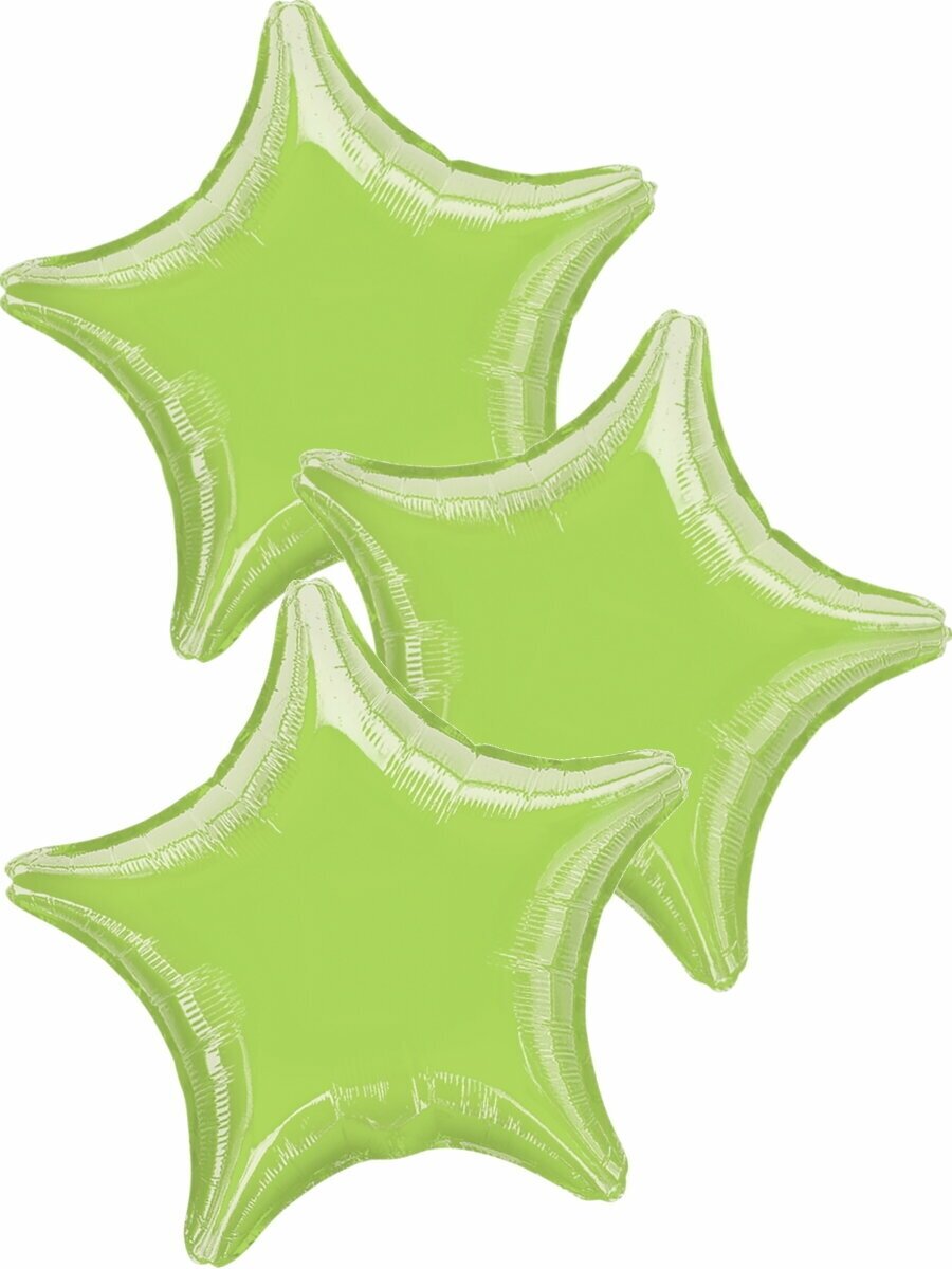 Набор воздушных шаров Anagram звёзды Металлик, Светло-зелёный, 46 см, 3 шт