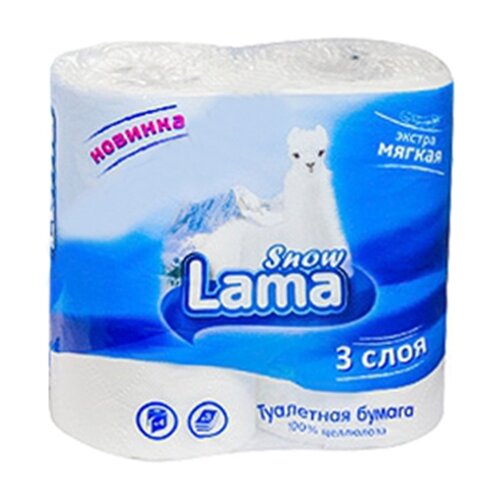 Туалетная бумага Snow Lama белая трёхслойная 4 рул. туалетная бумага панда 3 слоя 4 рулона