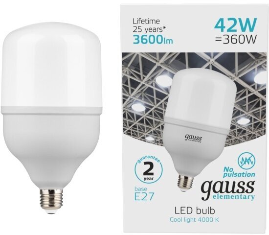 Светодиодная лампа Gauss Elementary LED T120 E27 42W 3600lm 180-240V 4000K