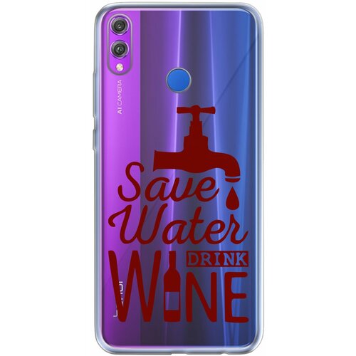 Силиконовый чехол Mcover для Huawei Honor 8X с рисунком Береги воду, пей вино силиконовый чехол mcover на honor 10i honor 20i p smart plus 19 с рисунком береги воду пей вино