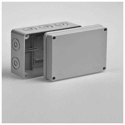коробка разветвительная открытая установка ip55 150х110х70 мм 10 вводов серый Коробка разветвительная 150х110x90 IP55 без вводов | код. 67058 | RUVinil ( 1шт. )