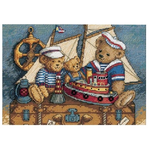 фото Dimensions Набор для вышивания Ahoy! Bears (Мишки, на палубу) 18 х 13 см (6994)