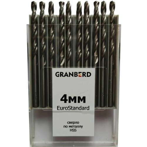 Сверло по металлу HSS 4 мм GRANBERD EuroStandard 10 шт. morse taper shank reamer tapered chucking reamers reaming rymer 1 10 taper hss spiral machine reamer high speed steel cutters