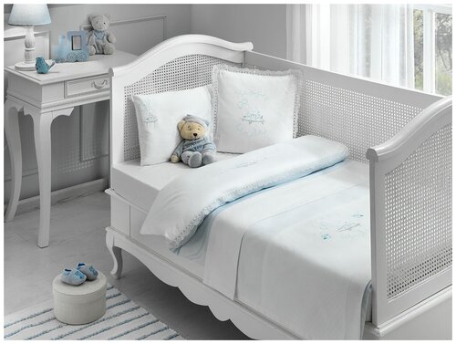 Комплект детского постельного белья Tivolyo home HAPPY BEBE голубой, арт. T1212T10523102