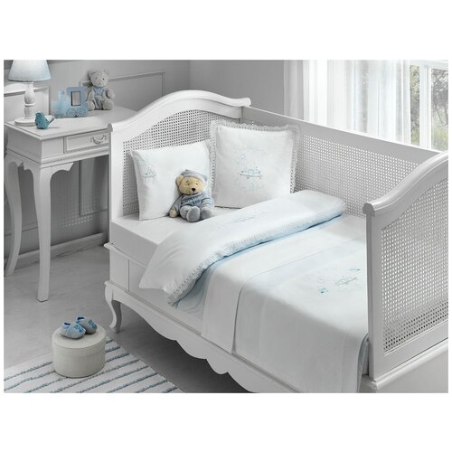 Комплект детского постельного белья Tivolyo home HAPPY BEBE голубой (без покрывала)
