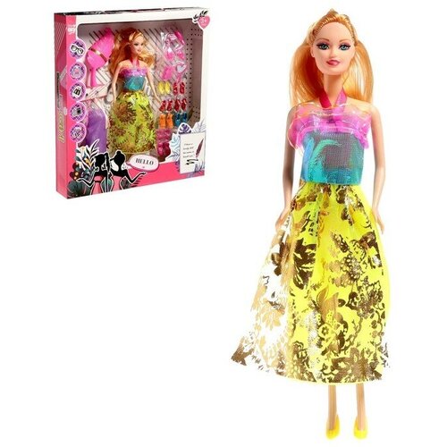 Кукла-модель Анжелика с набором платьев, обувью и аксессуарами, микс