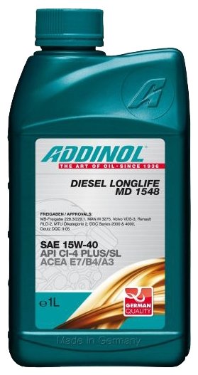 ADDINOL Масло Мотор. Мин. Addinol Diesel Longlife Md 1548, 15w-40, 1л