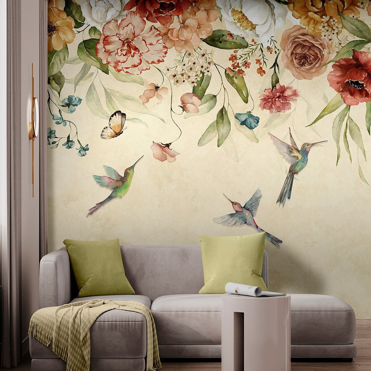 Фотообои флизелиновые с виниловым покрытием VEROL "Цветы", 300х283 см, моющиеся обои на стену, декор для дома