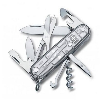 Складной швейцарский нож Victorinox Climber (полупрозрачный серебристый) 91 мм, 14 функций 1.3703.T7