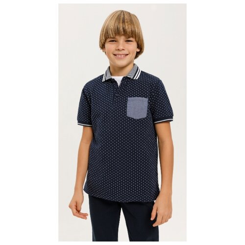 фото Поло sela, размер 134, темно-синий