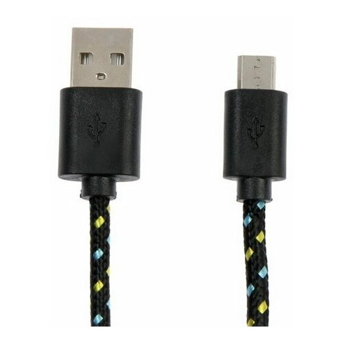 Кабель USB08-03T, USB - microUSB, 1 м, тканевая оплётка, чёрный, 3 шт. кабель defender usb08 03t usb microusb 1 м тканевая оплётка чёрный