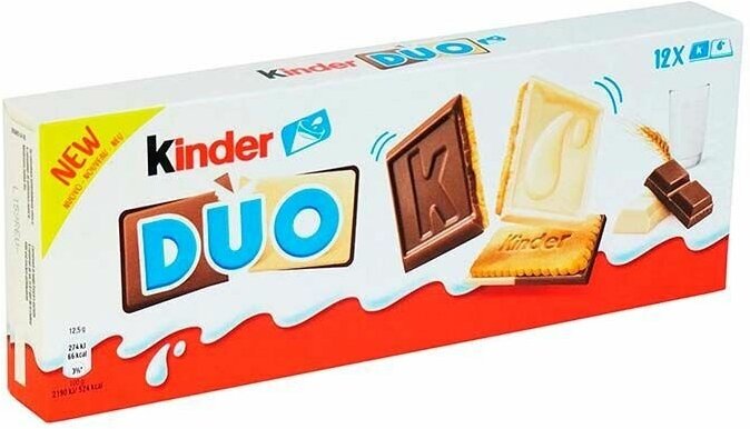 Печенье Kinder Duo с белым и молочным шоколадом (Германия), 150 г (12 шт) - фотография № 2