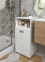 Шкаф для ванной комнаты, REGENT style, Пенал Соната 2двери 1ниша, белый, 83,6*40*35