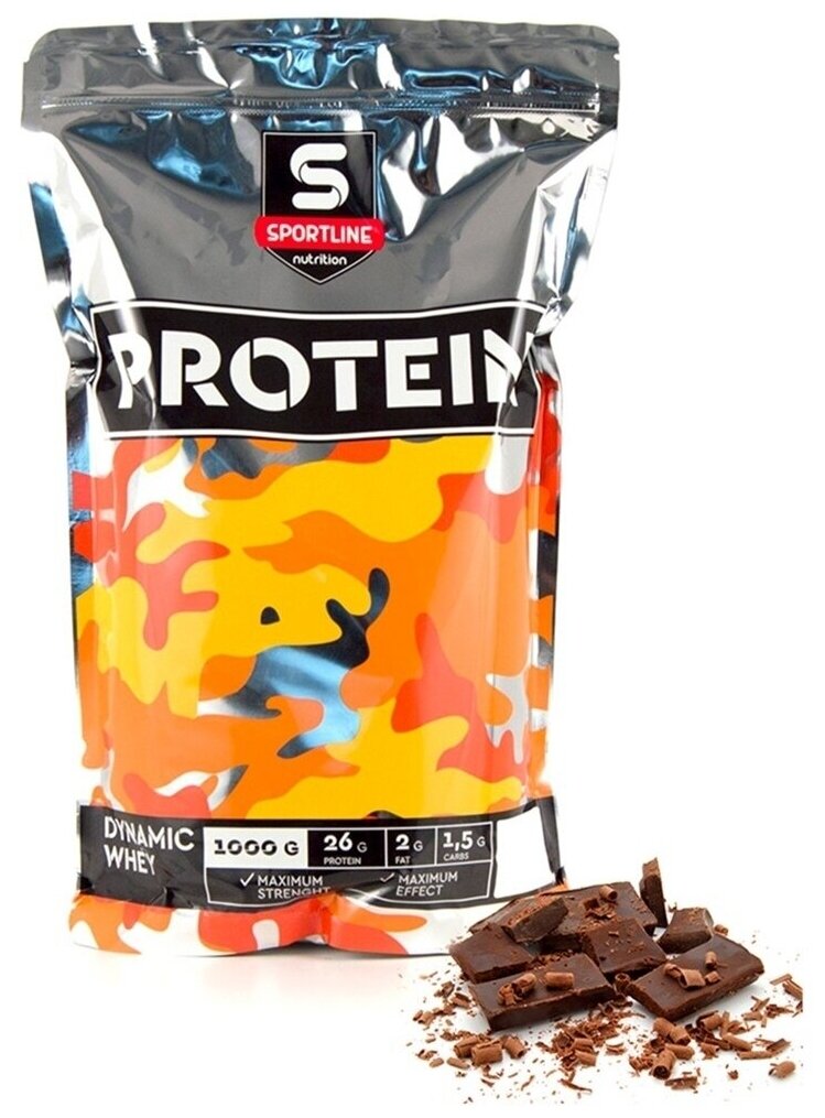 Протеин сывороточный SportLine Nutrition Dynamic Whey Protein 1000g (Двойной шоколад)