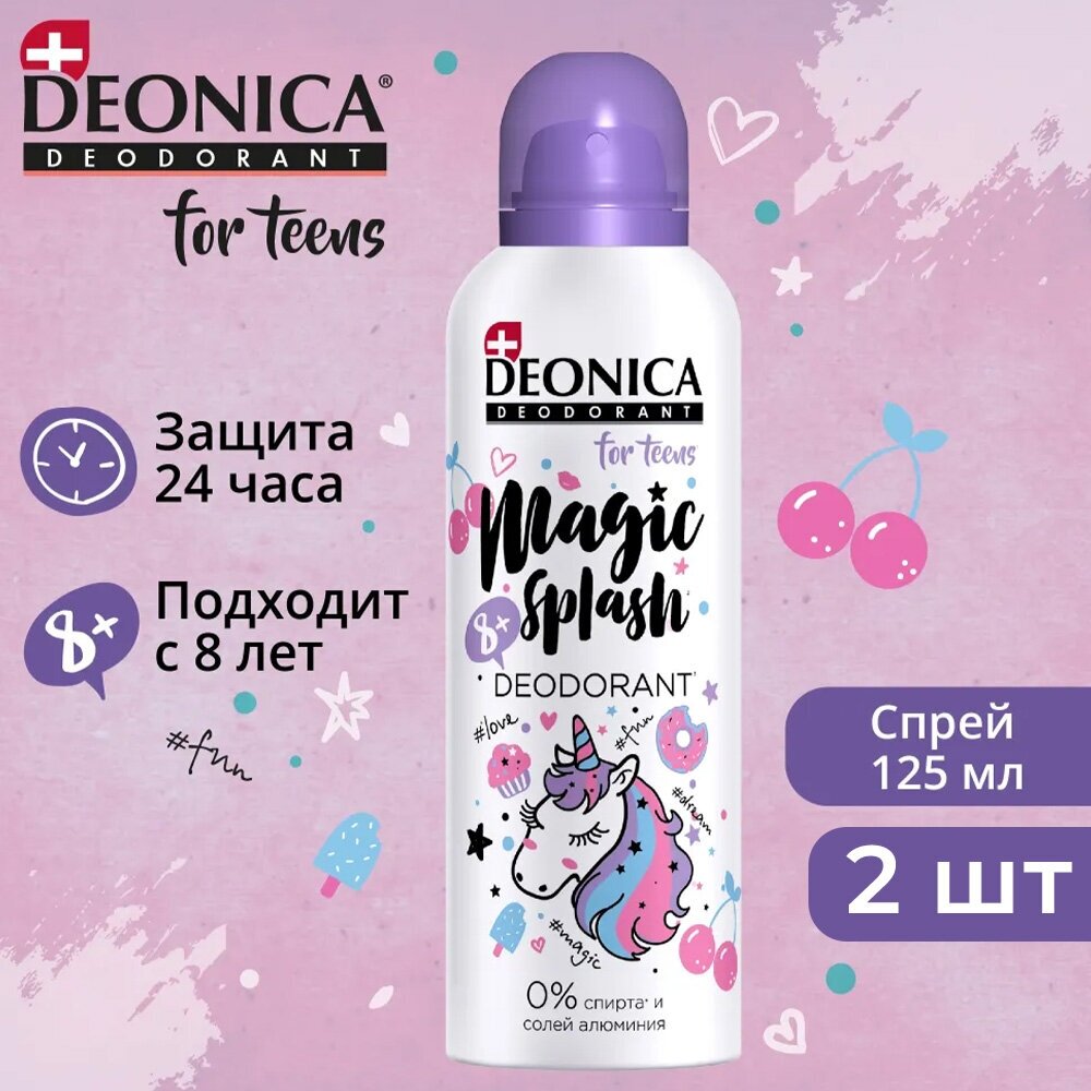 DEONICA FOR TEENS Антиперспирант MAGIC SPLASH 125мл (2 шт)